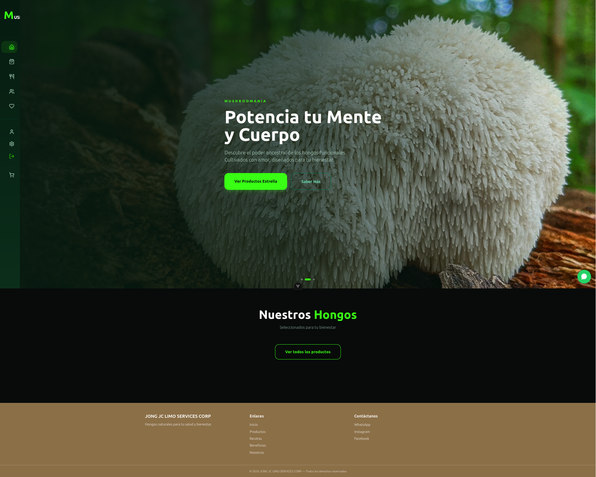 Mushroomania — Panel de administración